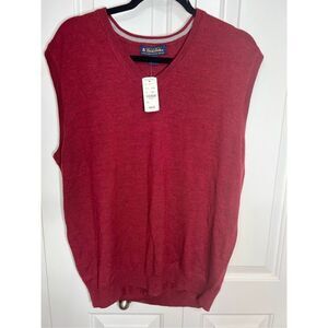 Brooks Brothers Sweater Vest Mens Size L Wool Italian Merino Burgundy New W Tags